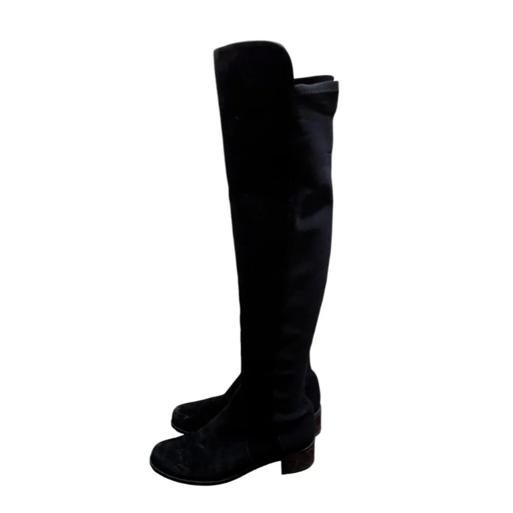 $850 STUART WEITZMAN Reserve Boot OVER THE KNEE SUEDE BOOT BLACK Size 6